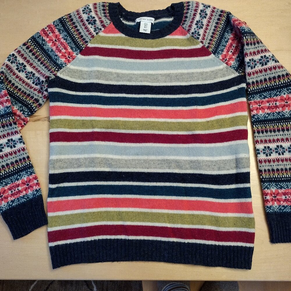 Tabitha Webb Multi Stripe Wool Crew Neck Sweater